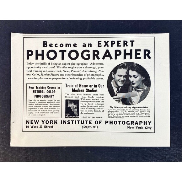 NY Institute of Photography "Become an Expert Photographer"Vintage Print Ad 1938 - Picture 3 of 3